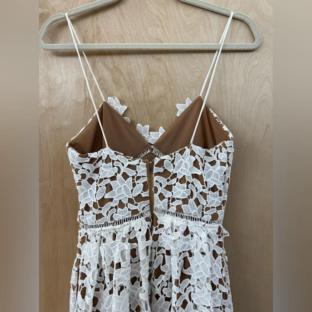 Roselani White Cotton Lace Midi Dress - Intricate Overlay - Size Small (Est.) - Picture 10 of 14